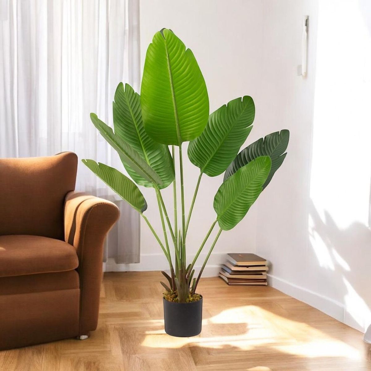 ARBUSTO REAL - Planta Artificial Ave del Paraiso 120 Cm 8 Hojas / Arbusto Real