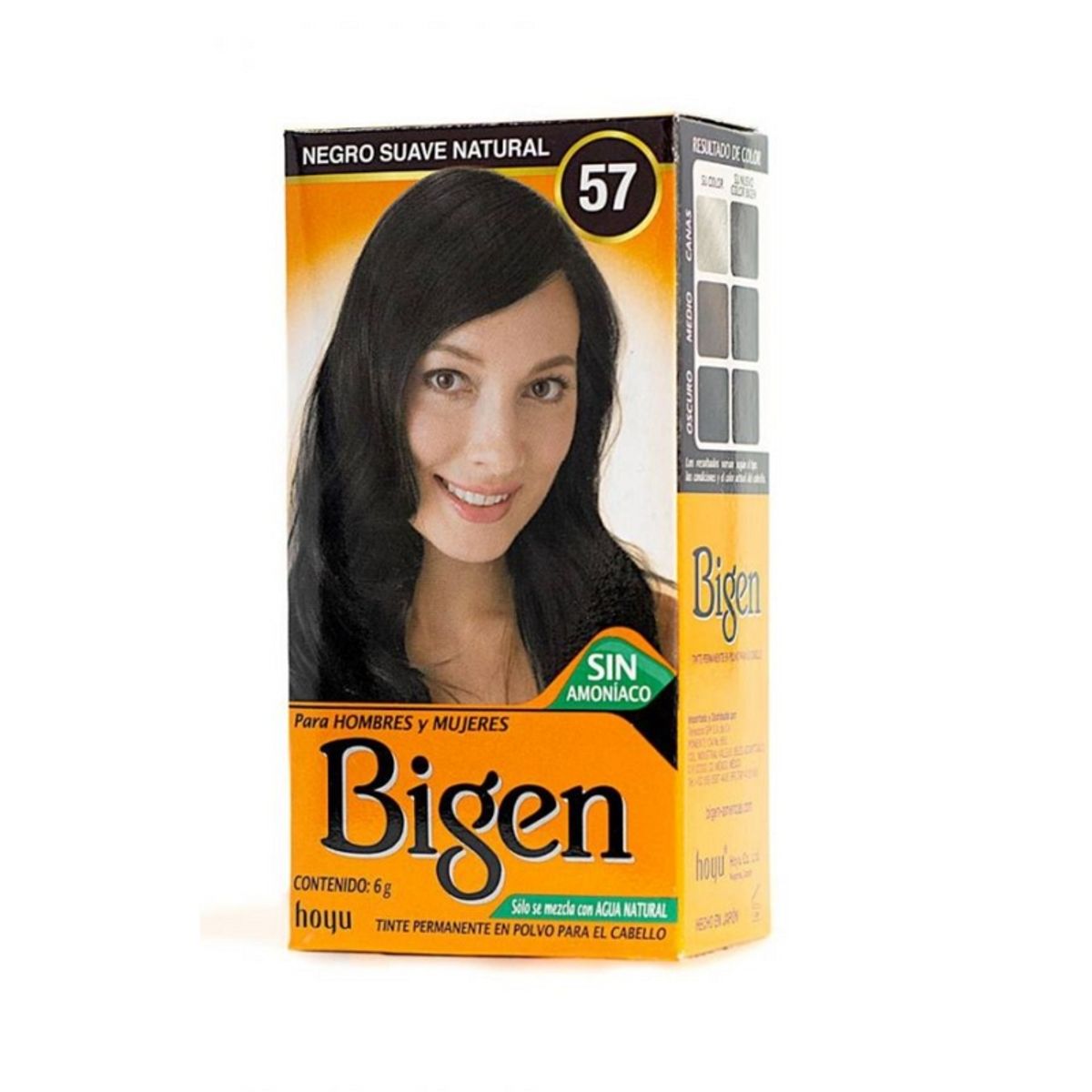 BIGEN - TINTE PERMANENTE EN POLVO BIGEN # 57 NEGRO SUAVE NATURAL