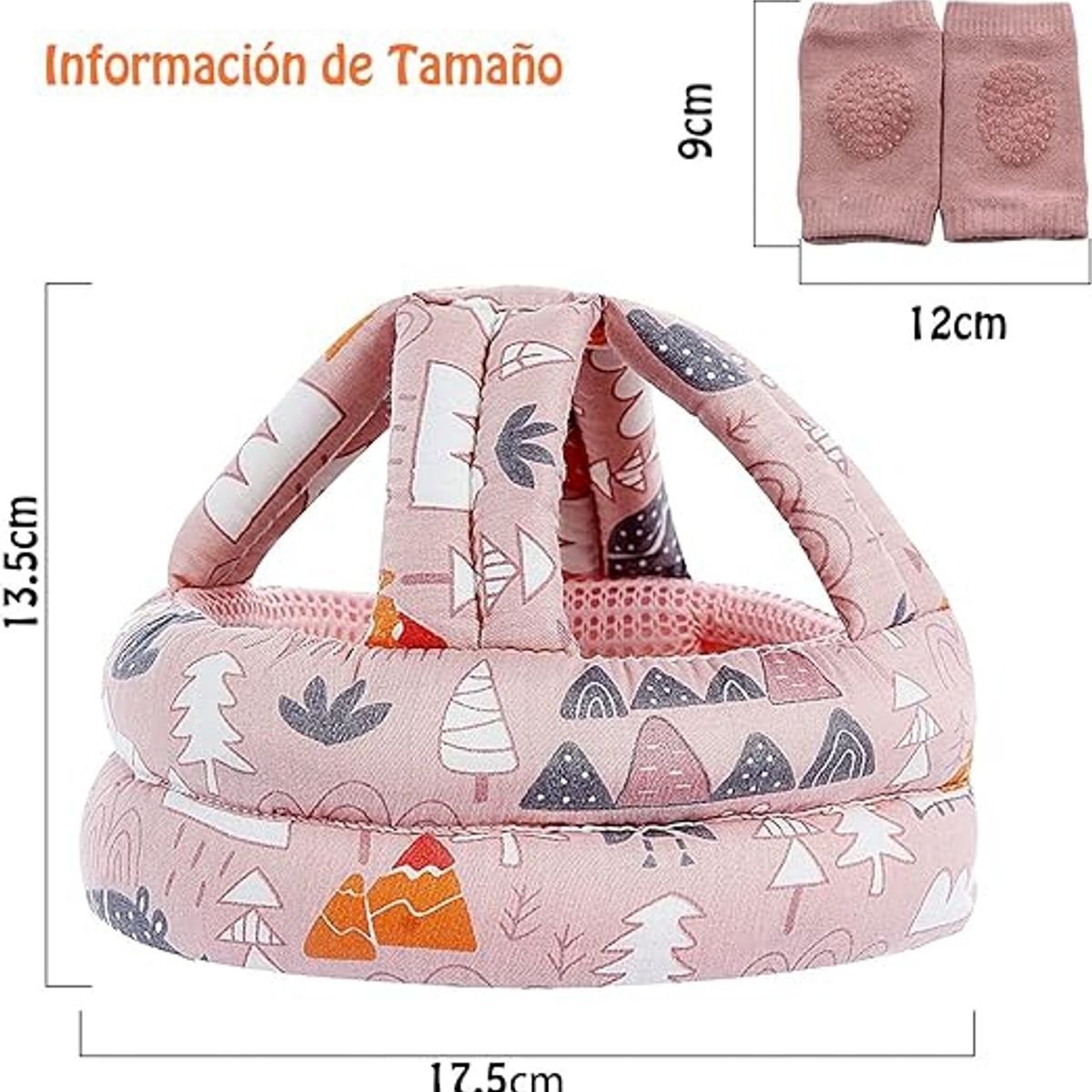 LELOX - Casco de seguridad para bebé con rodilleras（Rosa）