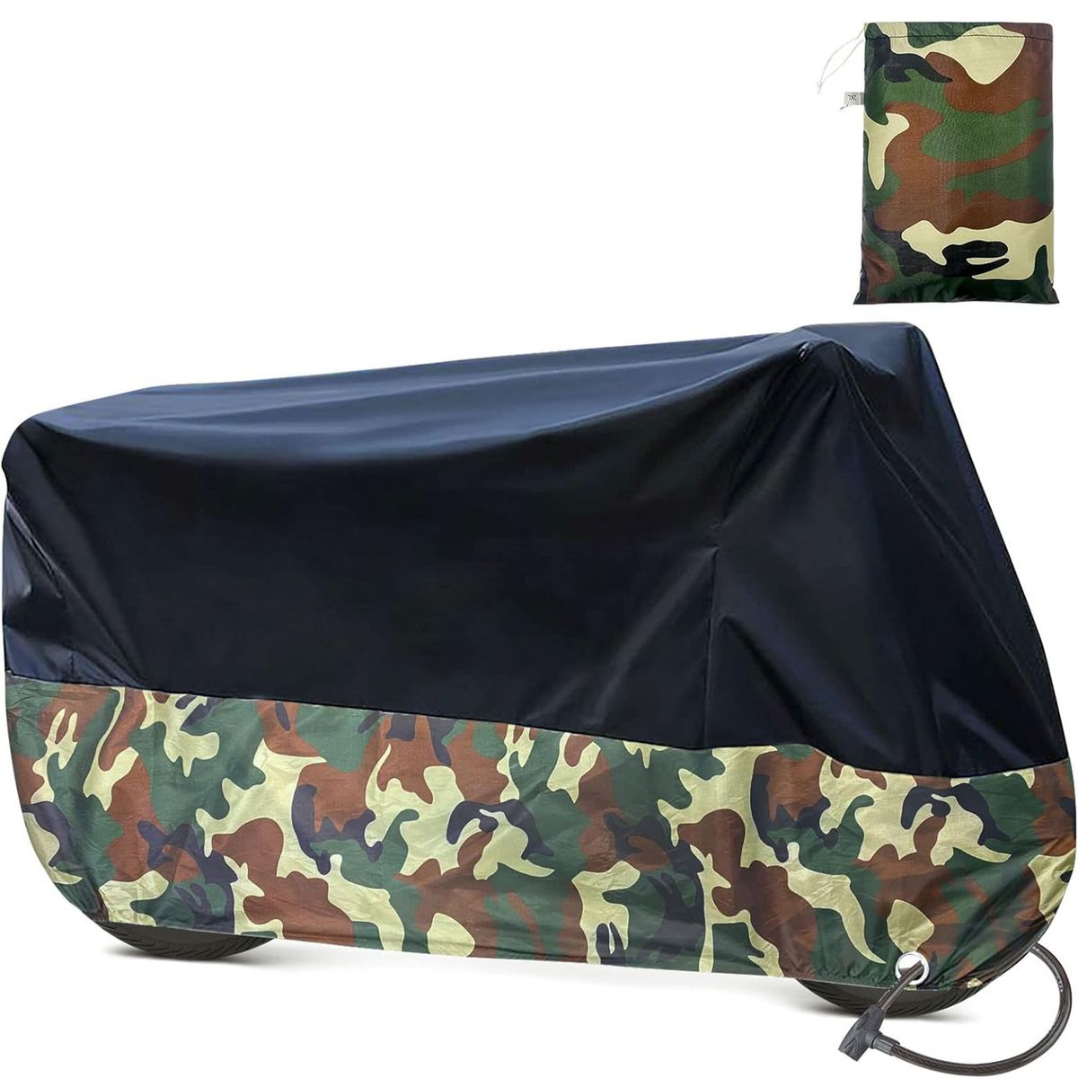 COREJOY - Carpa Oxford impermeable  Cubre Moto Bicicleta Camuflaje- XL