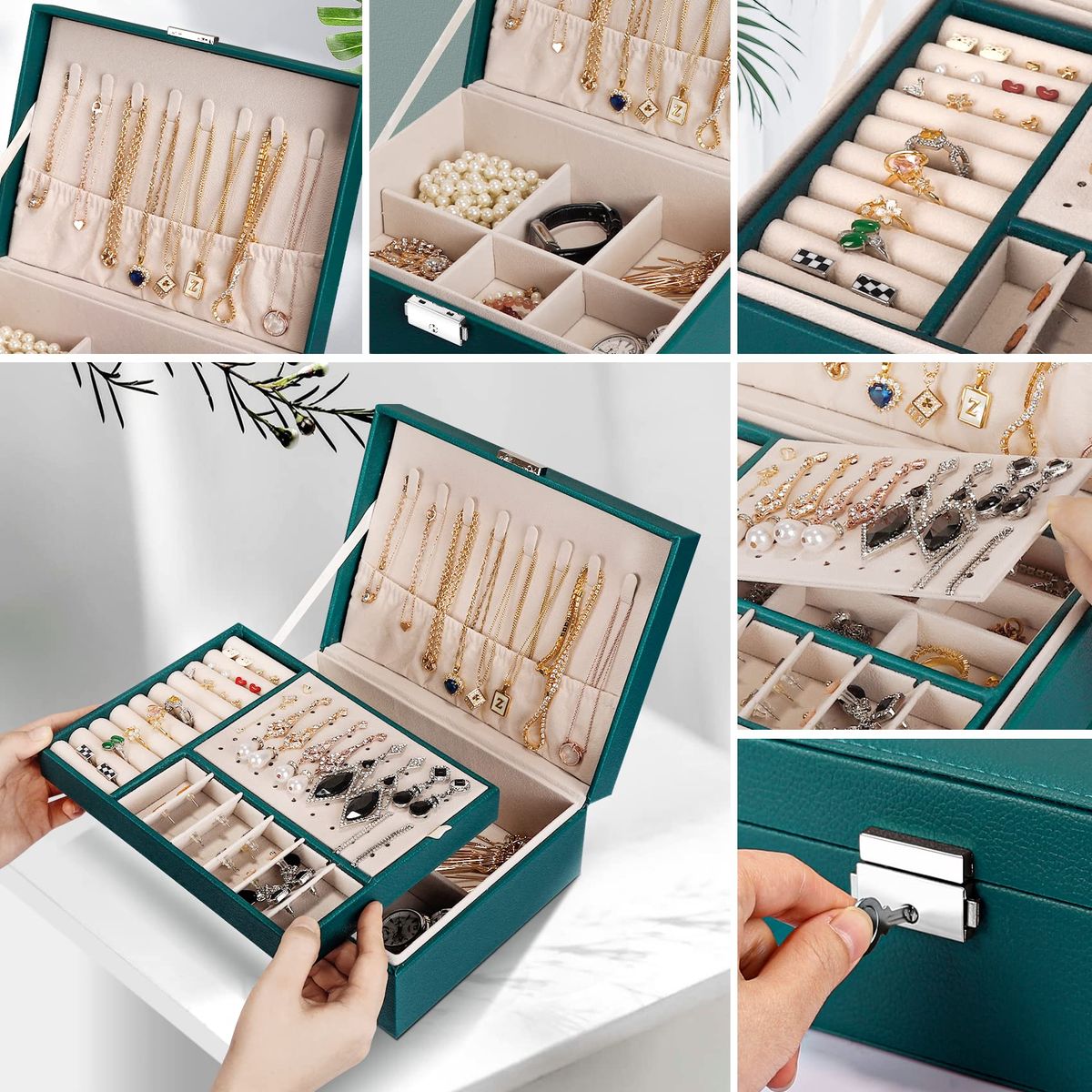 EVERSO - Organizador Joyas Estuche Joyero Portátil Viajero Exhibidor