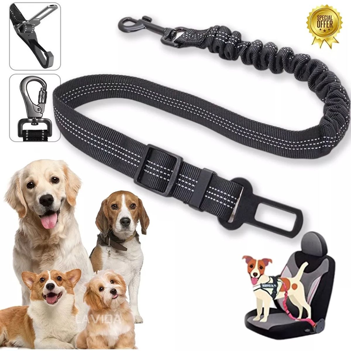 KUANGYE - Cinturón Correa De Auto Para Perros