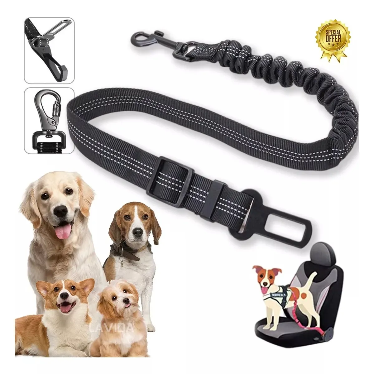 KUANGYE - Cinturón Correa De Auto Para Perros