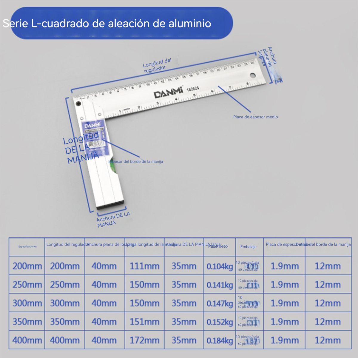 GENERICO - Escuadra De Aleación De Aluminio En Ángulo Recto De 30 Cm 90