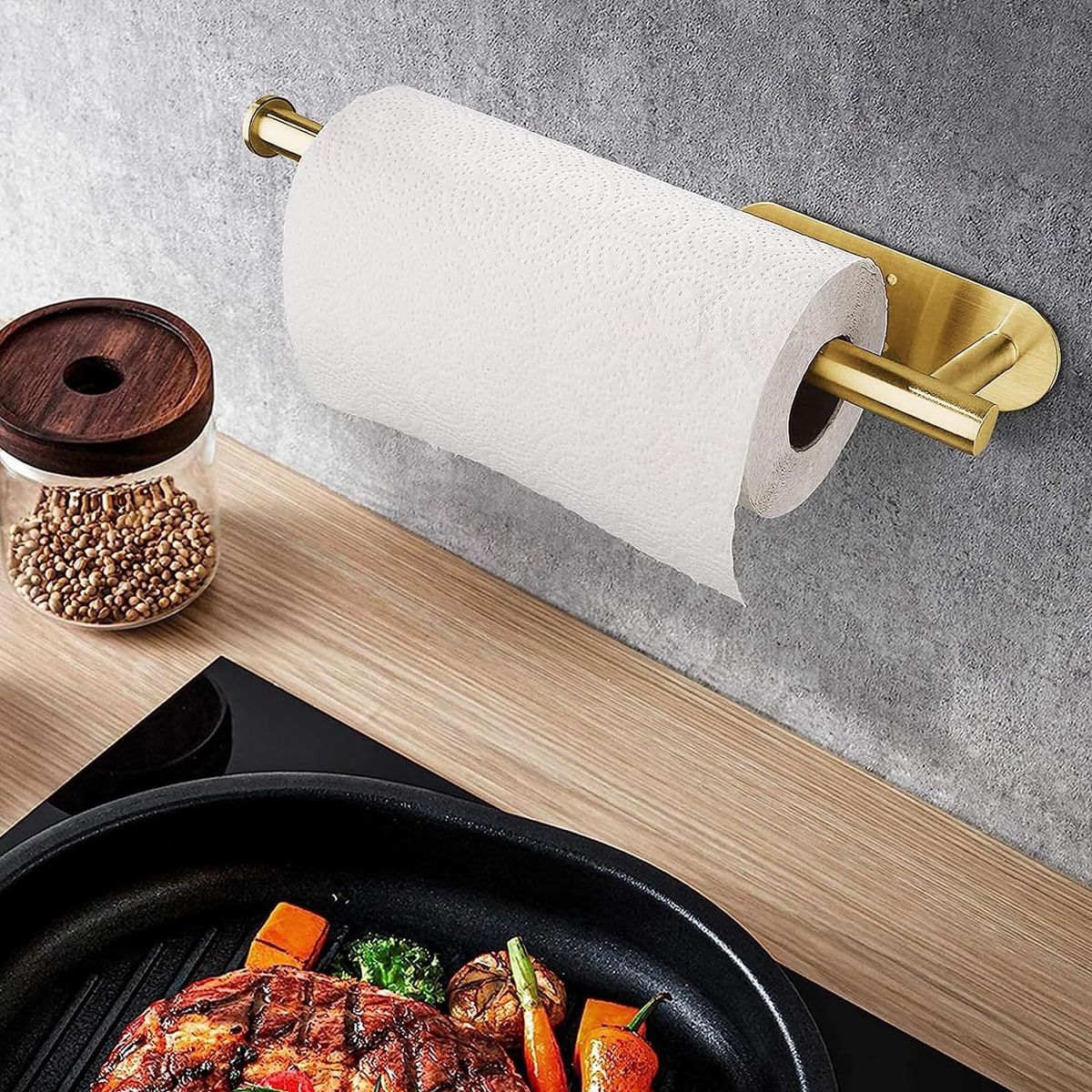 PAGANOOM - Soporte para Pañuelos de Baño Porta Rollos de Cocina-Cepillado