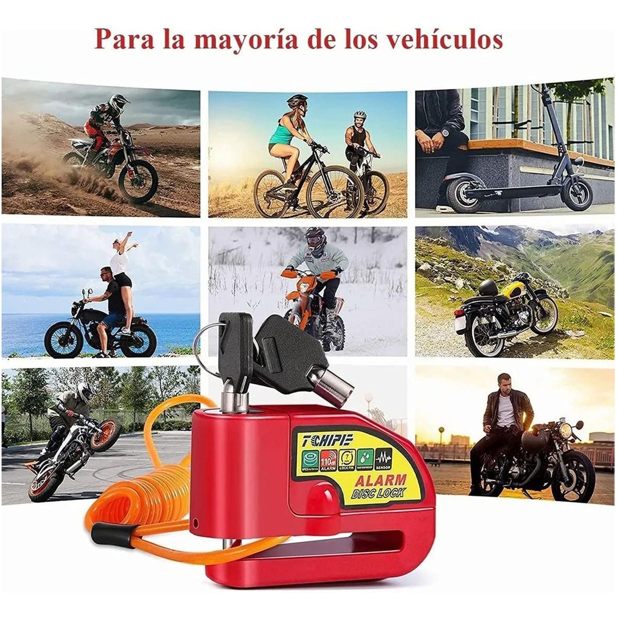 COREJOY - Candado Cadena Para Motos Bicicleta  con alarma protegen