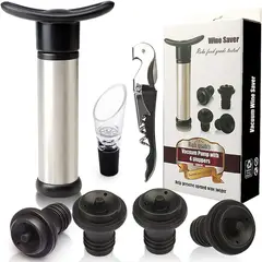 LELOX - 7 Piezas Tapón para Vino y Vino Tinto Bomba de Vacío Acero inoxidable