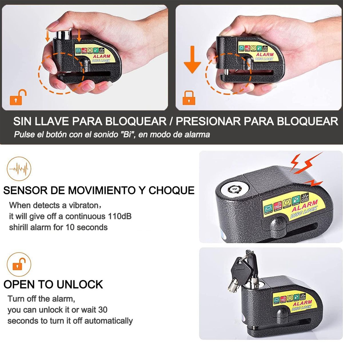 COREJOY - Candado Cadena Para Motos Bicicleta  con alarma protegen