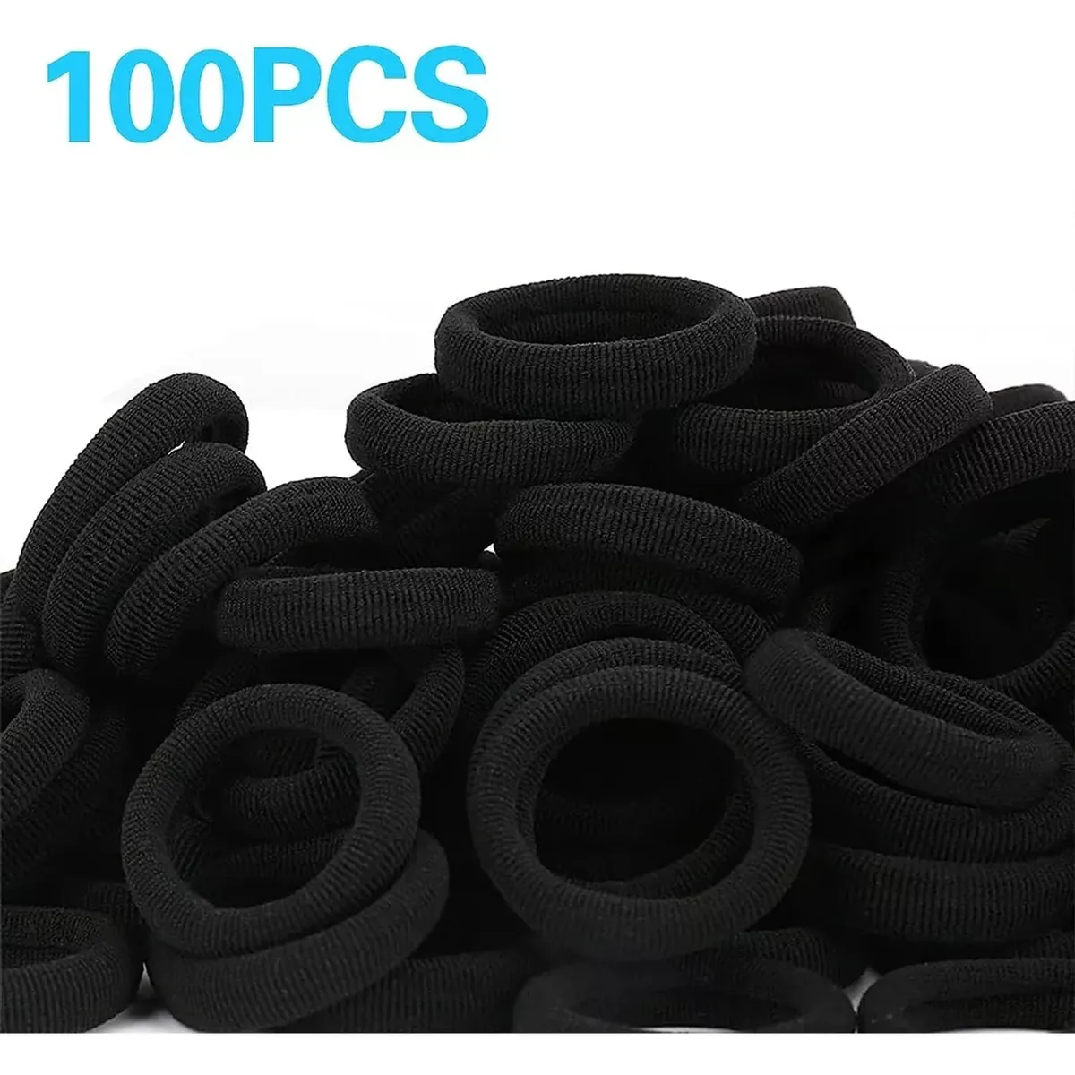 KUANGYE - Set 100 Unidades Colets Negras Gruesas 4cm - Adcesorios