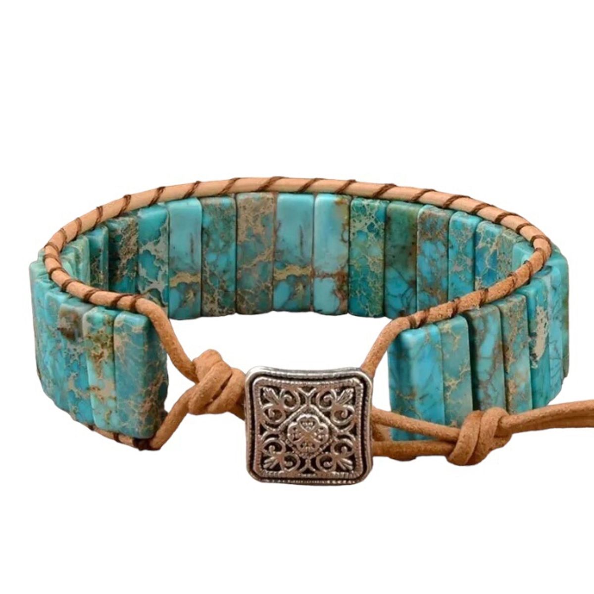 MERCADO CBF - Pulsera para Mujer de Piedras Verdes Ajustable