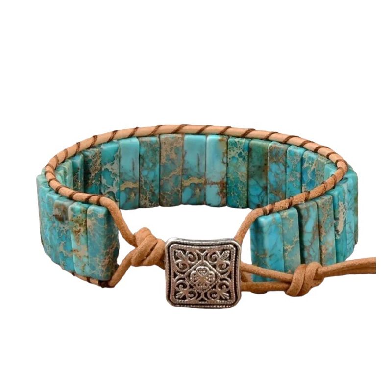 MERCADO CBF - Pulsera para Mujer de Piedras Verdes Ajustable