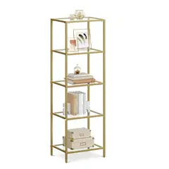 VASAGLE - Estante de Vidrio Gold 5 Repisas Premium