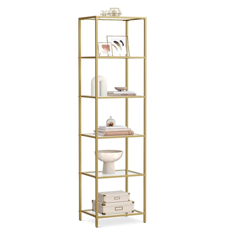 VASAGLE - Estante de Vidrio Gold 6 Repisas Premium