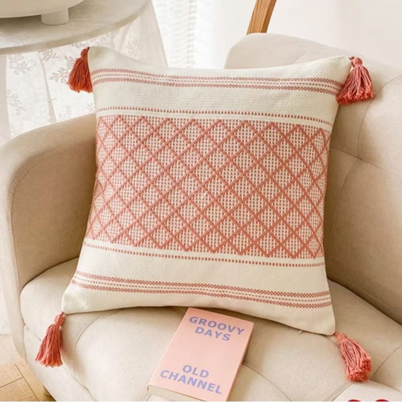 GENERICO - Pack 2 Unidades Fundas De Cojín Decorativa Nordico Color Rosa