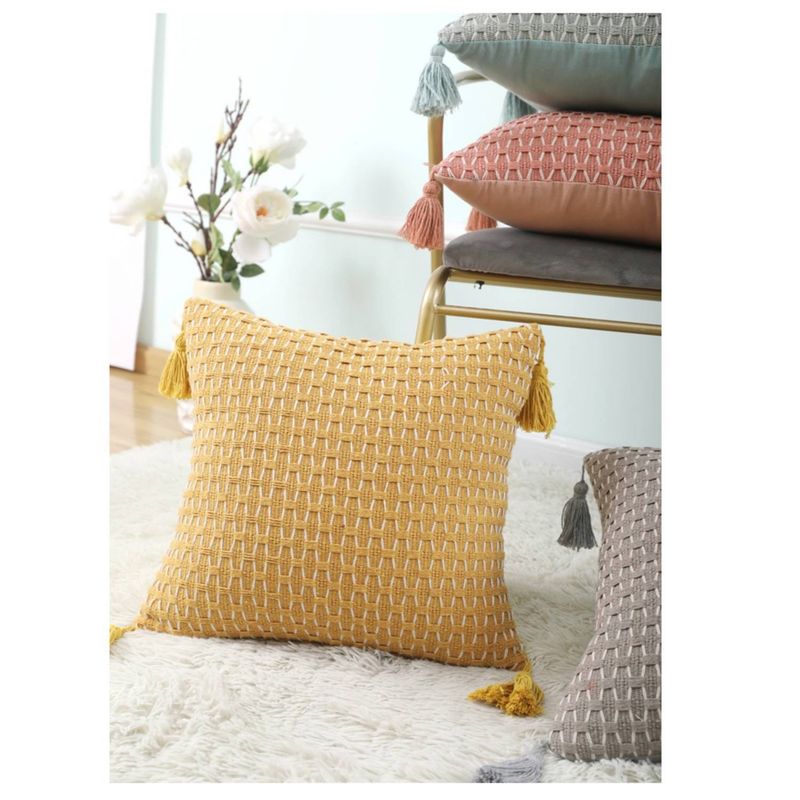 GENERICO - Cojin Decorativo FundaRelleno Color Amarillo Medida 45x45 cms