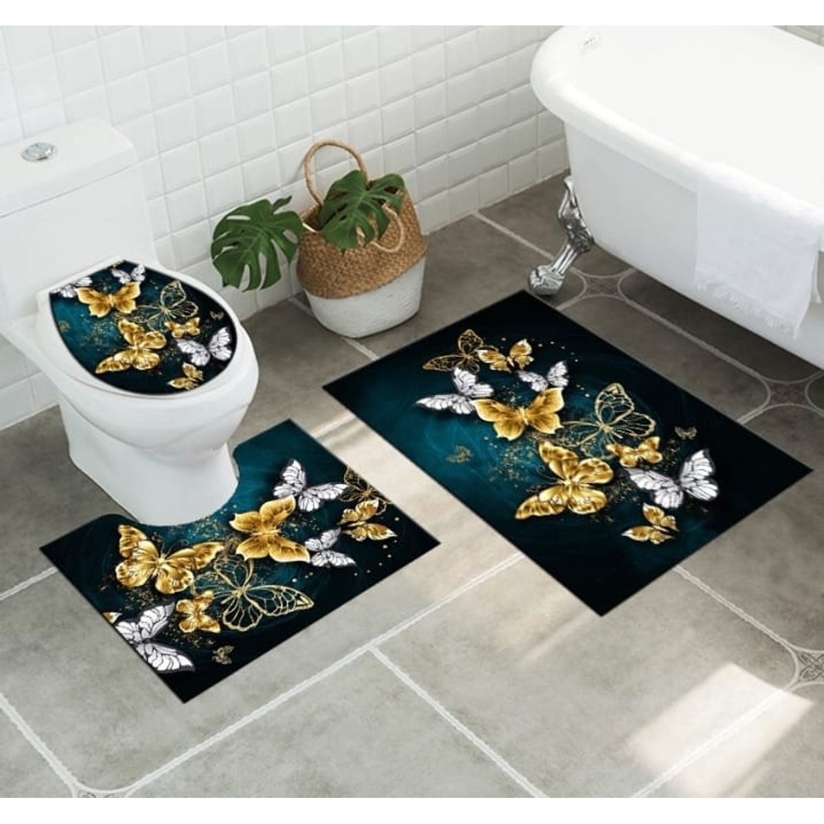 GENERICO - Juego De Alfombras De Baño Set De 3 Pcs Antideslizante