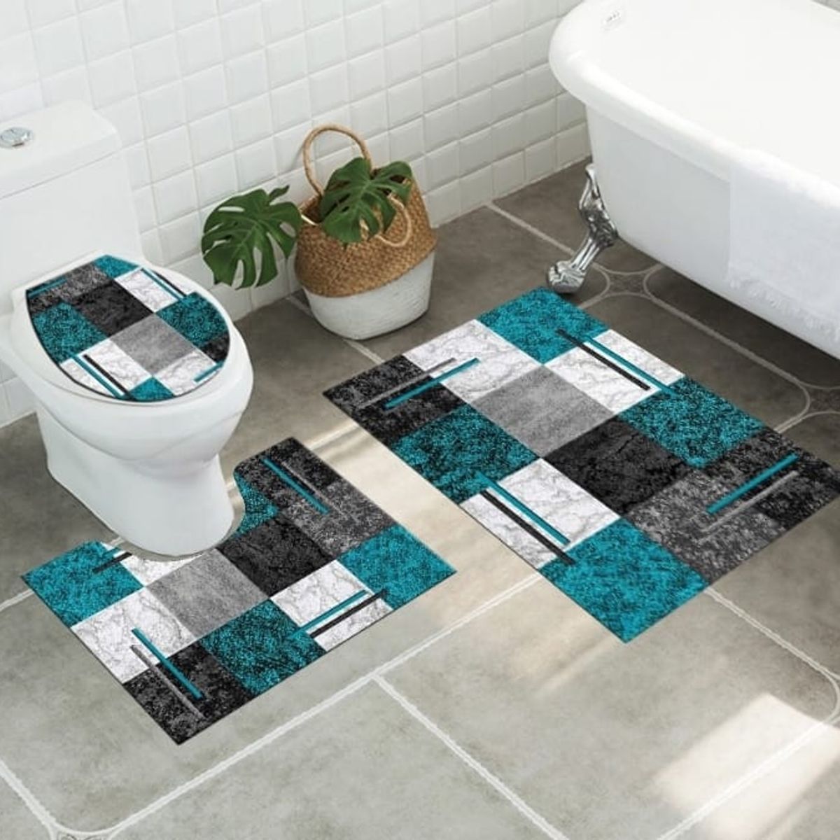 GENERICO - Juego De Alfombras De Baño Set De 3 Pcs Antideslizante