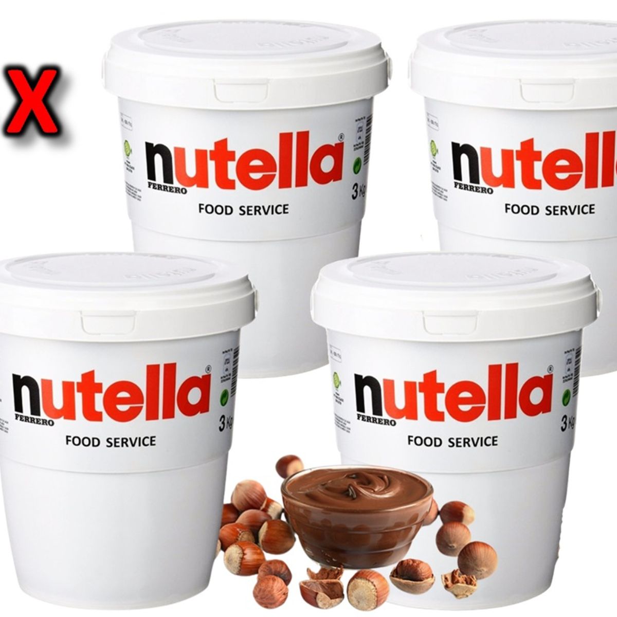 NUTELLA - Pack X4 Nutella Balde 3kg cu Ferrero Crema Cacao y Avellana
