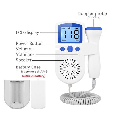 Imagen 2 del producto Monitor Fetal Doppler Ultrasonido Bebé Latidos Corazón Azul