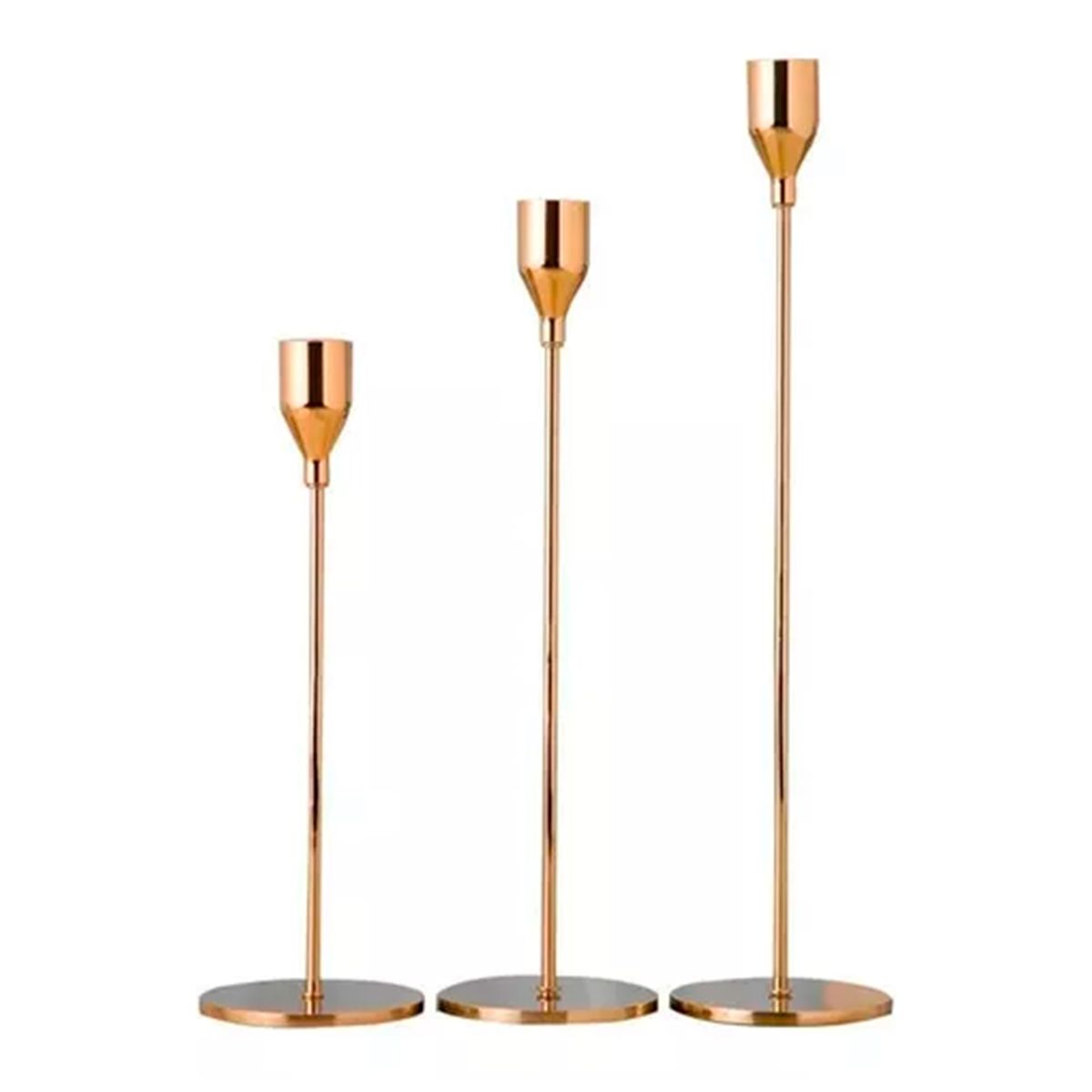 GENERICO - Set De 3 Candelabro Porta Vela Dorado