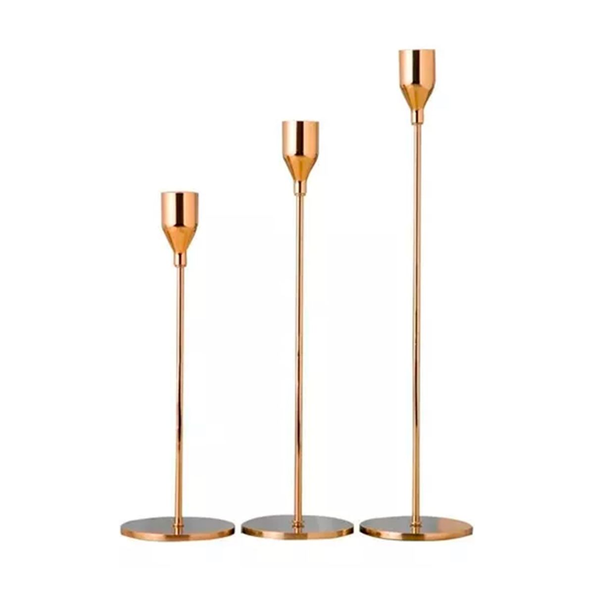 GENERICO - Set De 3 Candelabro Porta Vela Dorado