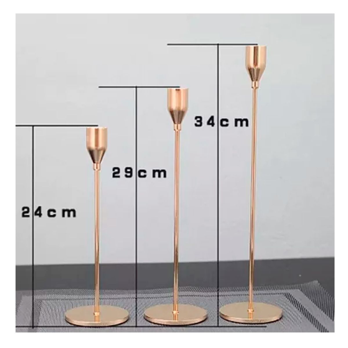 GENERICO - Set De 3 Candelabro Porta Vela Dorado