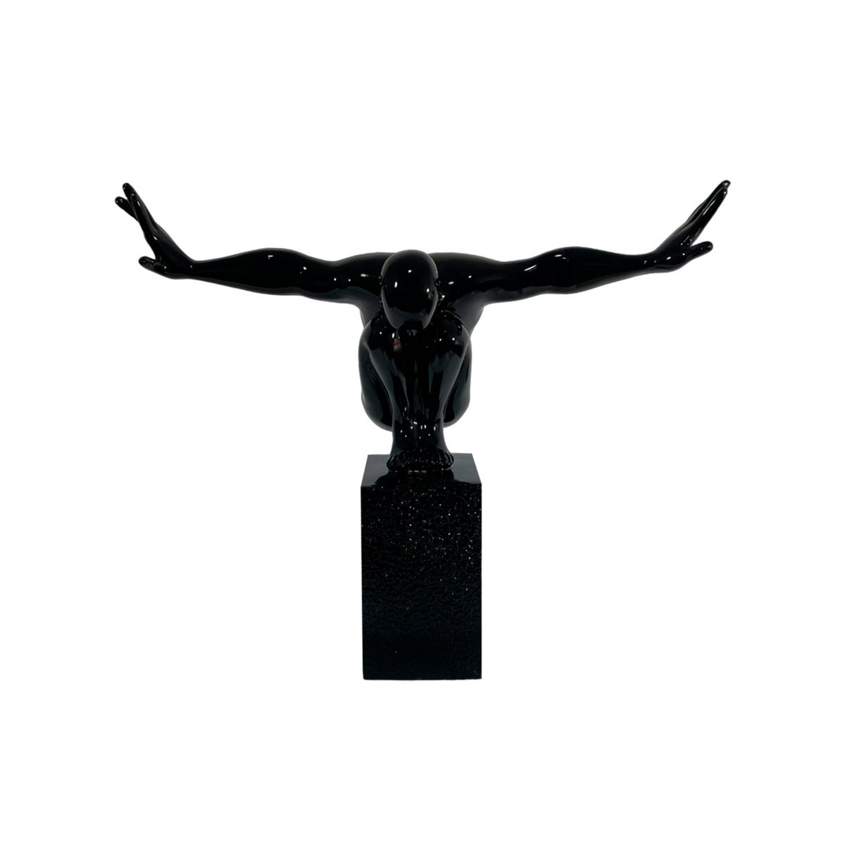 MUNDO ONLINE - Adorno Escultura Atleta en Equilibrio Minimalista Negra
