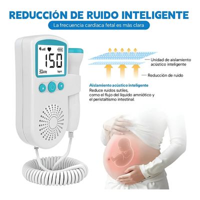 Imagen 2 del producto Monitor Fetal Doppler Ultrasónico Bebé Latidos Corazón Verde Dispositivo Prenatal Portátil con Pantalla FIGOIMPORT