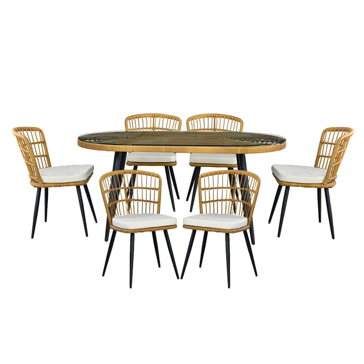 EL BARCO - Comedor Terraza Londres Cojín Marfil 6 Pers