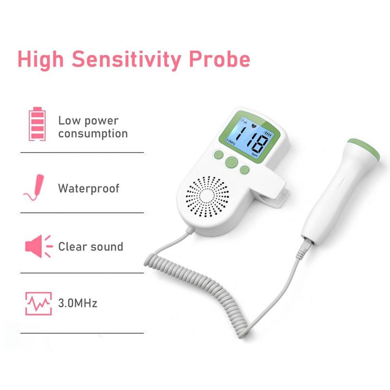 GENERICO - Monitor Fetal Doppler Ultrasonido Bebé Latidos Corazón Verde
