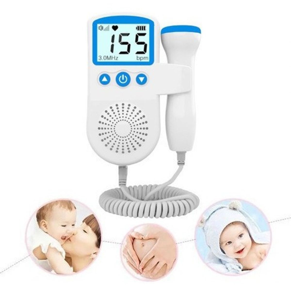 GENERICO - Monitor Fetal Doppler Ultrasonido Bebé Latidos Corazón Azul