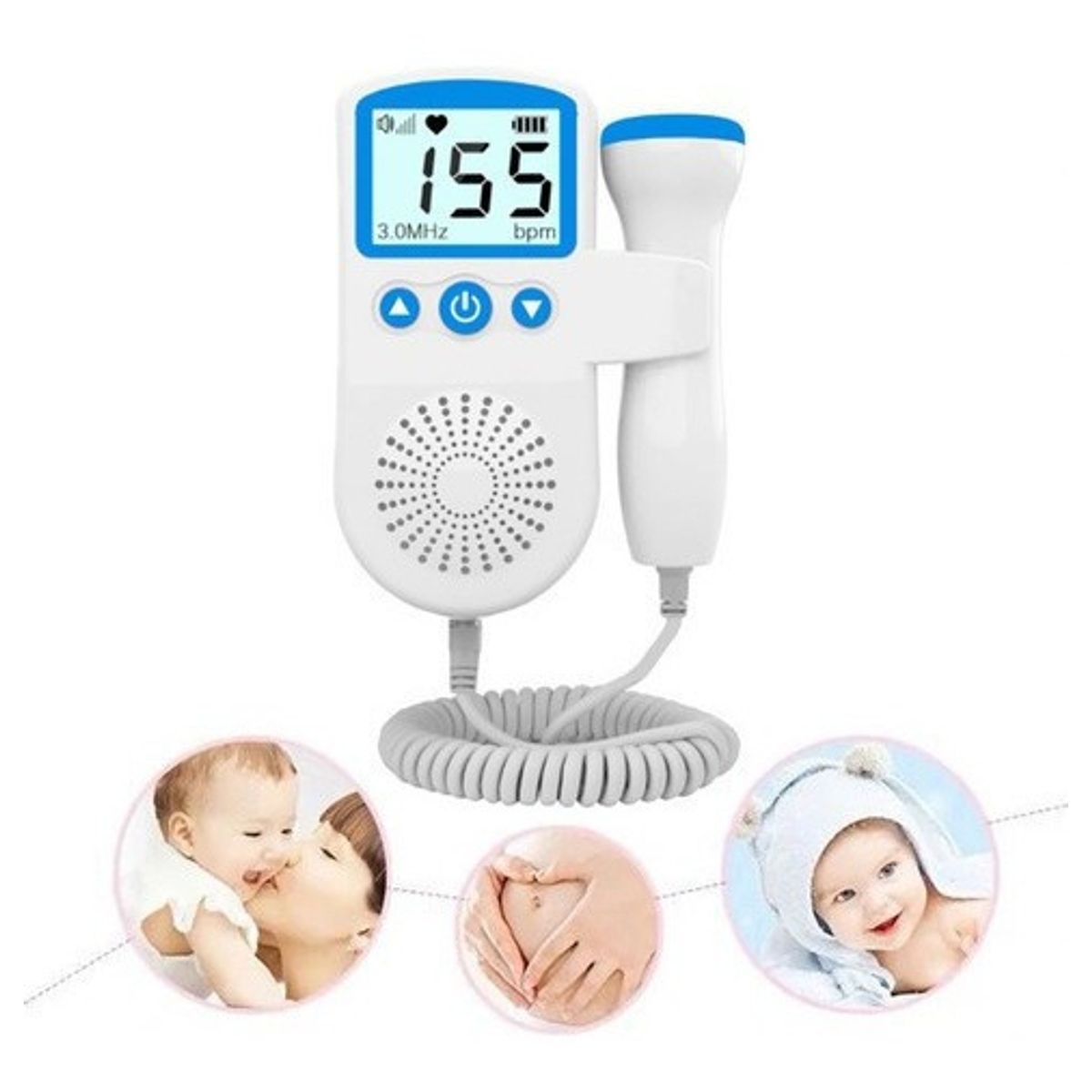 GENERICO - Monitor Fetal Doppler Ultrasonido Bebé Latidos Corazón Azul