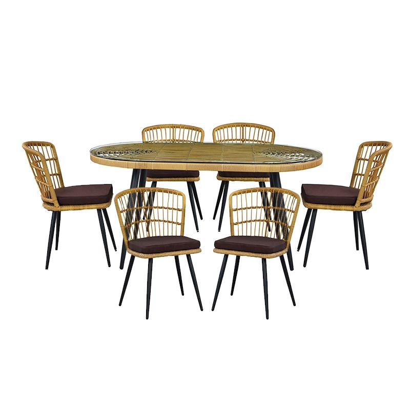 EL BARCO - JUEGO COMEDOR LONDRES 6 PERSONAS COJÍN CAFÉ