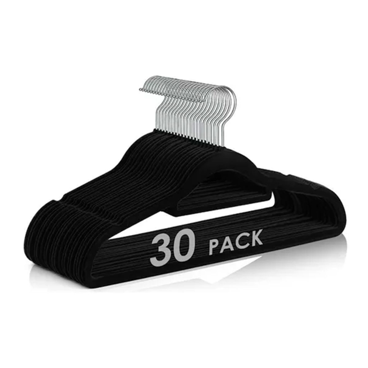 GENERICO - Set 30 Colgadores De Ropa Terciopelo Antideslizante Negro