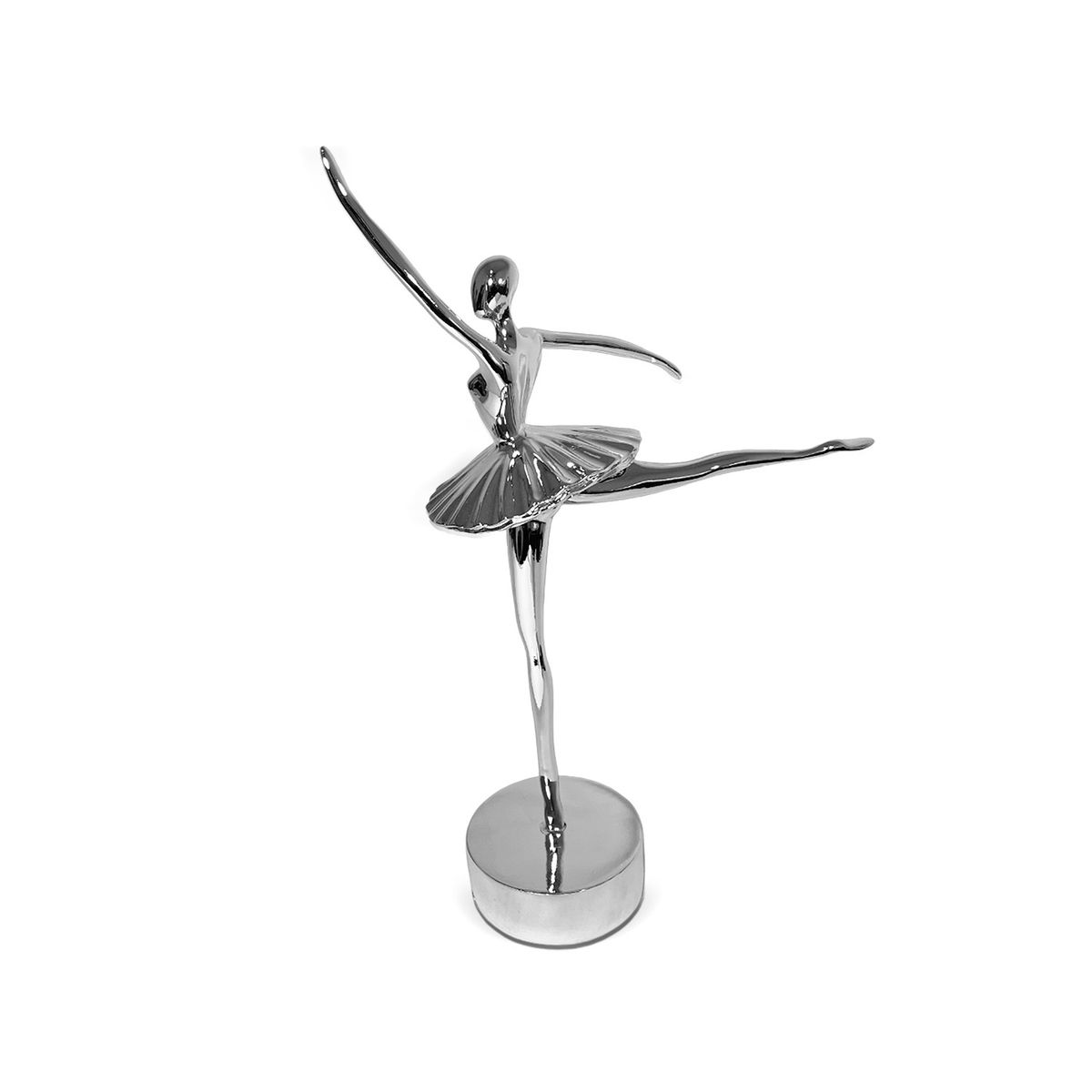 MUNDO ONLINE - Adorno deco Escultura Artística Bailarina Ballet Plateada 