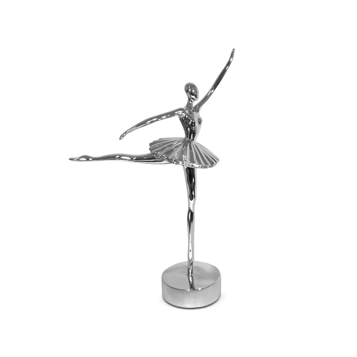 MUNDO ONLINE - Adorno deco Escultura Artística Bailarina Ballet Plateada 