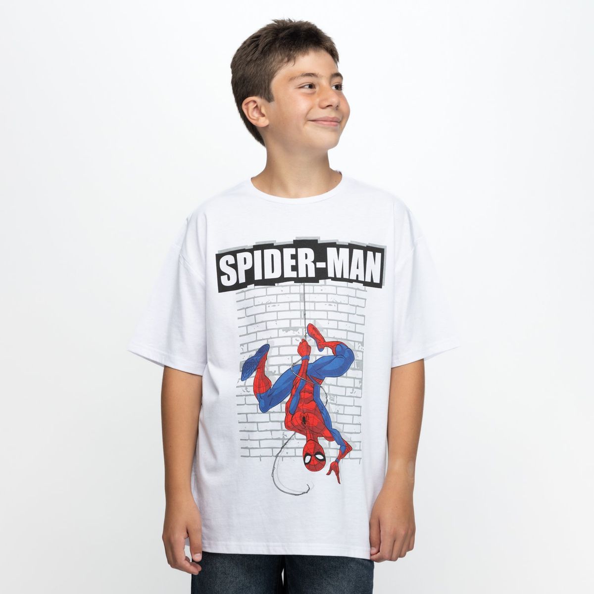 MARVEL - Polera Niño Muro Spiderman Blanco Marvel