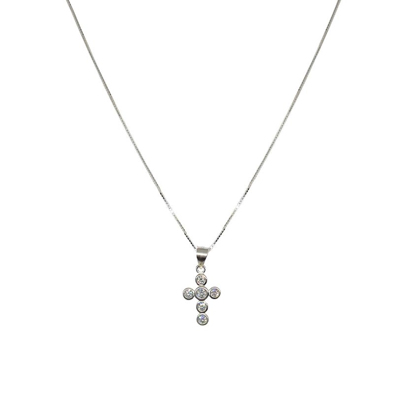ANDREA COGGIOLA JOYAS - Collar Cruz Circones Mini Plata Fina 925