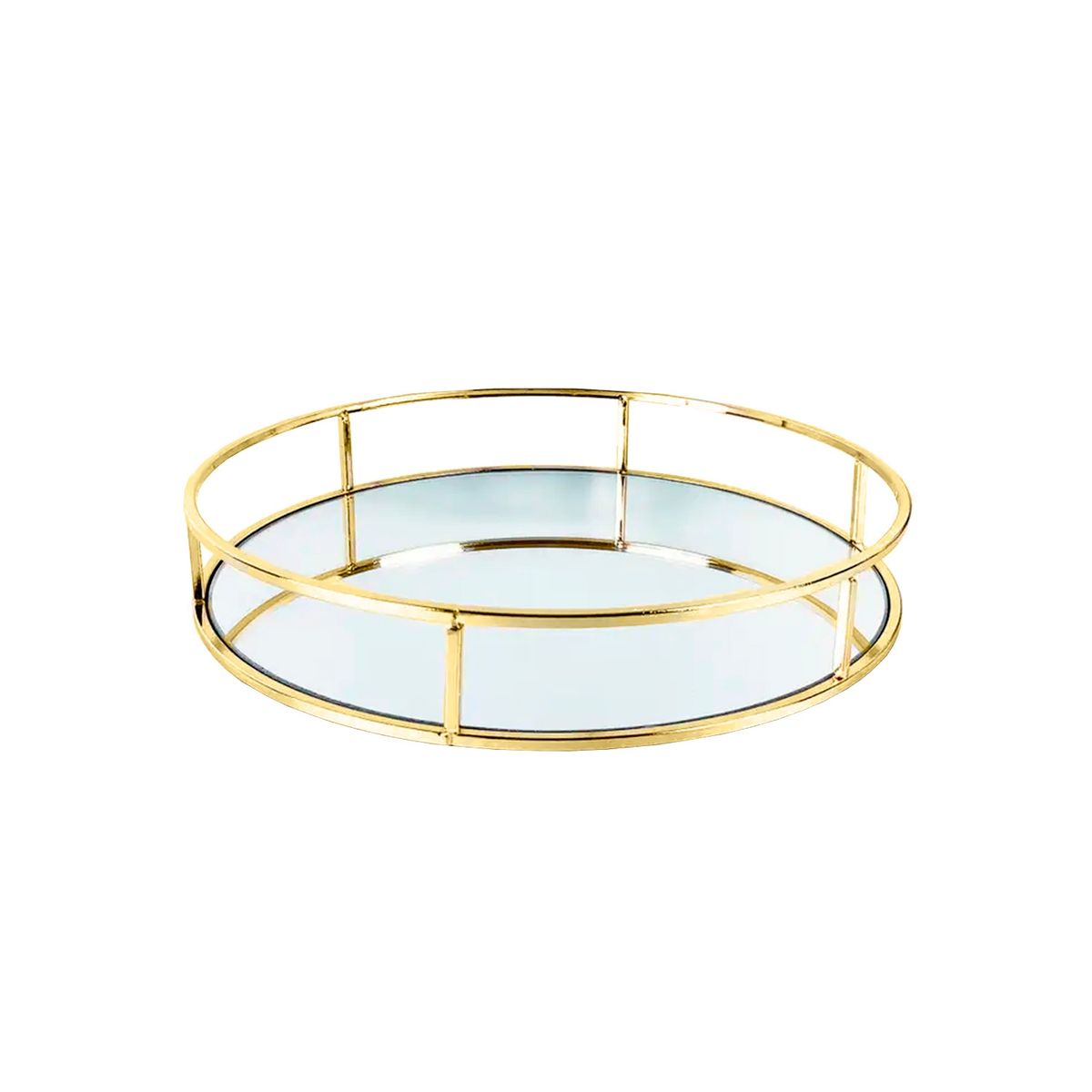 MUNDO ONLINE - Bandeja Decorativa Espejo Dorada Centro De Mesa 28 cm