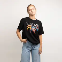 MARVEL - Polera Mujer Superheroes Negro