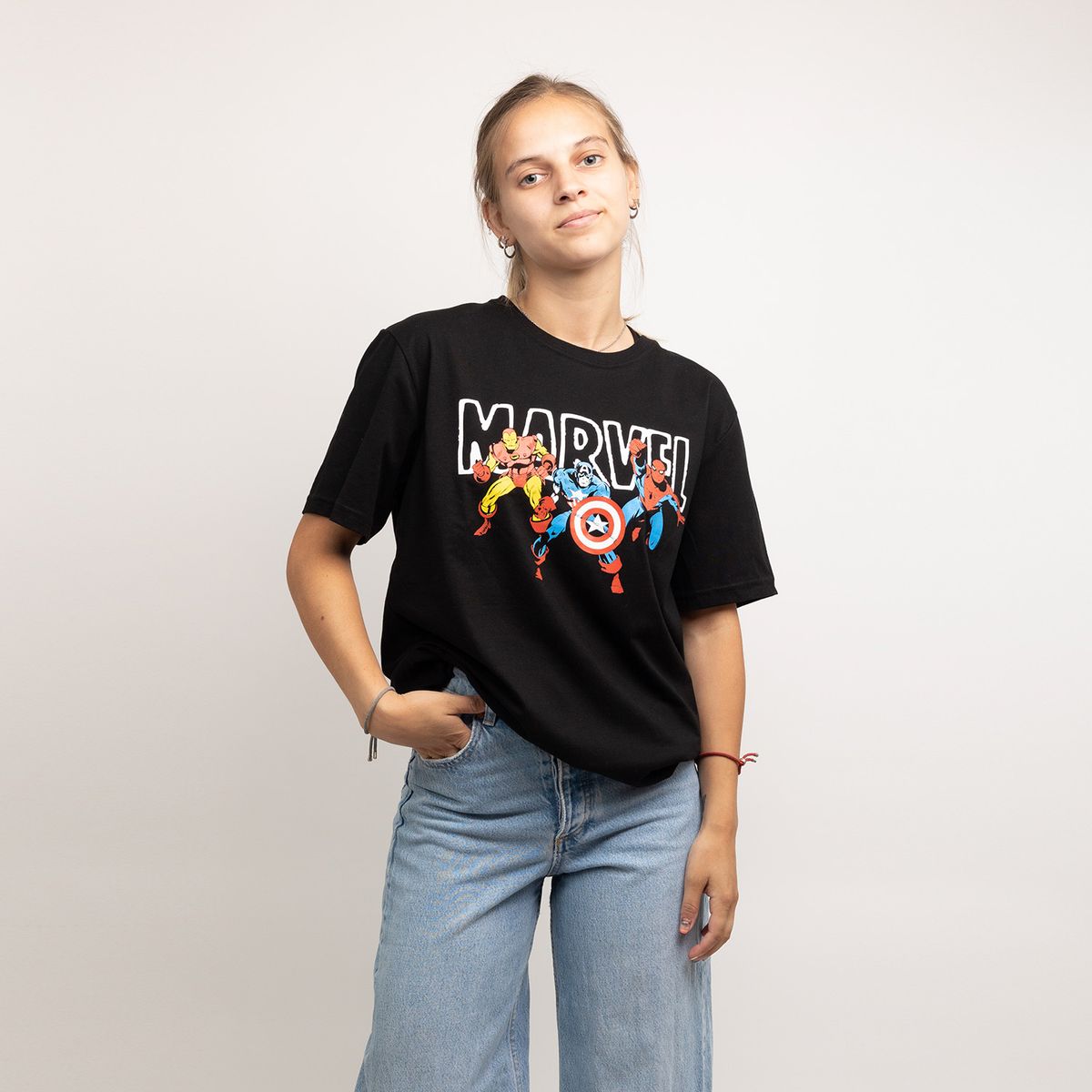 MARVEL - Polera Mujer Superheroes Negro Marvel