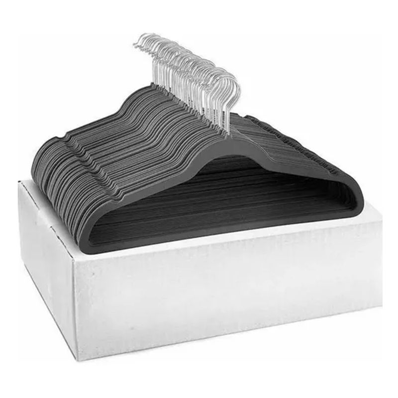 GENERICO - Set 50 Colgadores De Ropa Terciopelo Antideslizante Gris