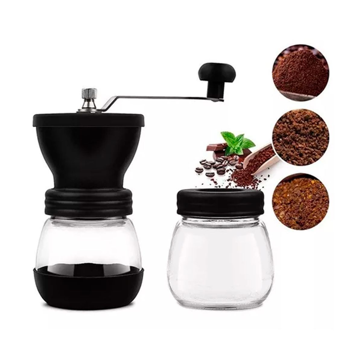 GENERICO - Molino De Café Regulable Manual + 1 Frasco De Vidrio