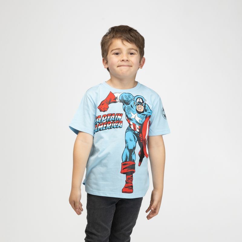 MARVEL - Polera Niño Run Capitan America Celeste Marvel