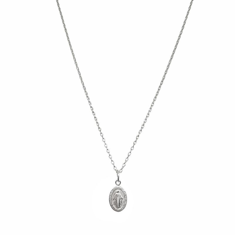 ANDREA COGGIOLA JOYAS - Collar Medalla Virgen Rayos Pequeña Plata Fina 925