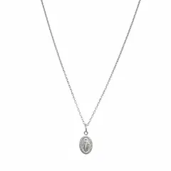 ANDREA COGGIOLA JOYAS - Collar Medalla Virgen Rayos Pequeña Plata Fina 925
