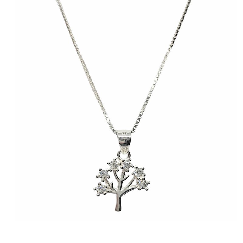 ANDREA COGGIOLA JOYAS - Collar Árbol Circón Ramas Plata Fina 925