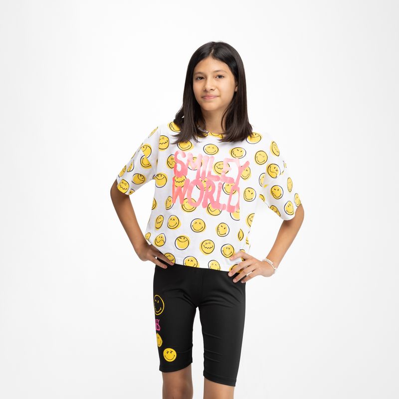 SMILEY - Calza Niña Emoji Smiley Negro Smiley