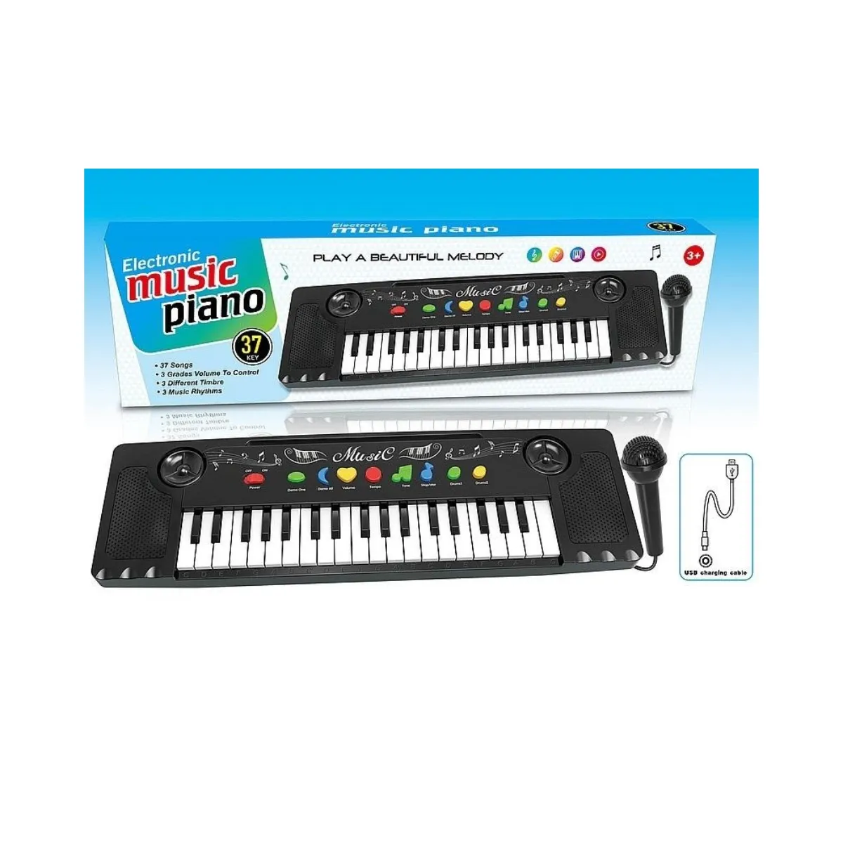 GENERICO - Piano para Niños Micrófono - Portátil de 37 teclas.
