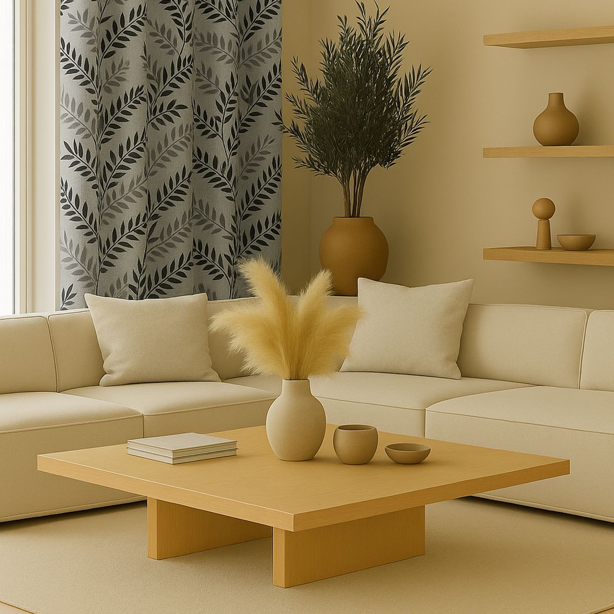 CLEMS CORTINAS - Cortina Tradicional 100% Blackout Hoja Gris